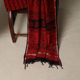 Bagh Hand Block Print Natural Dyed Chanderi Silk 3pc Unstitched Dress Material Suit Set 53