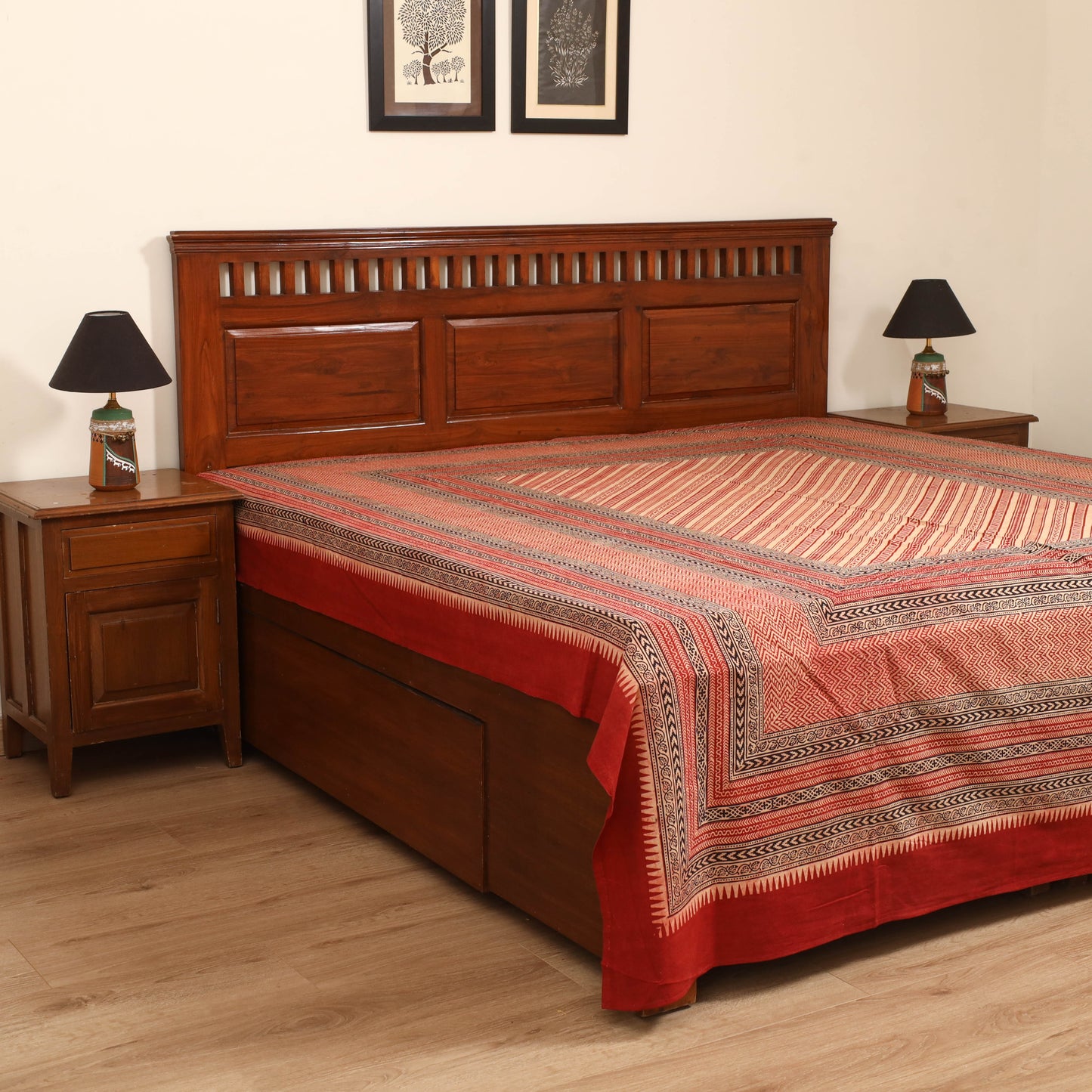Bagh Hand Block Print Cotton Double Bedsheet (108 x 90 in) 05