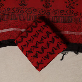 Bagh Hand Block Print Natural Dyed Chanderi Silk 3pc Unstitched Dress Material Suit Set 53