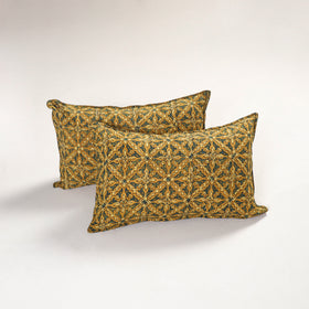 Yellow - ajrakh hand block print pillow covers (set of 2)