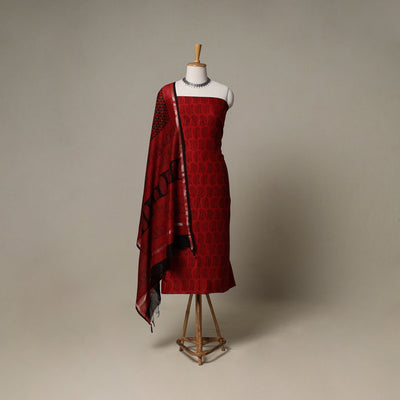 Bagh Hand Block Print Natural Dyed Chanderi Silk 3pc Unstitched Dress Material Suit Set 54