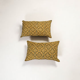 Yellow - ajrakh hand block print pillow covers (set of 2)