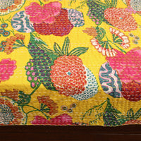 Yellow - Jaipur Print Double Tagai Kantha Bed Cover 36