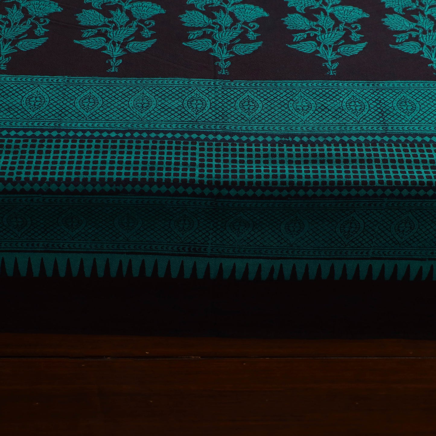 Green - Block Print Cotton Bagh Double Bed Sheet (108 x 90 in) 30