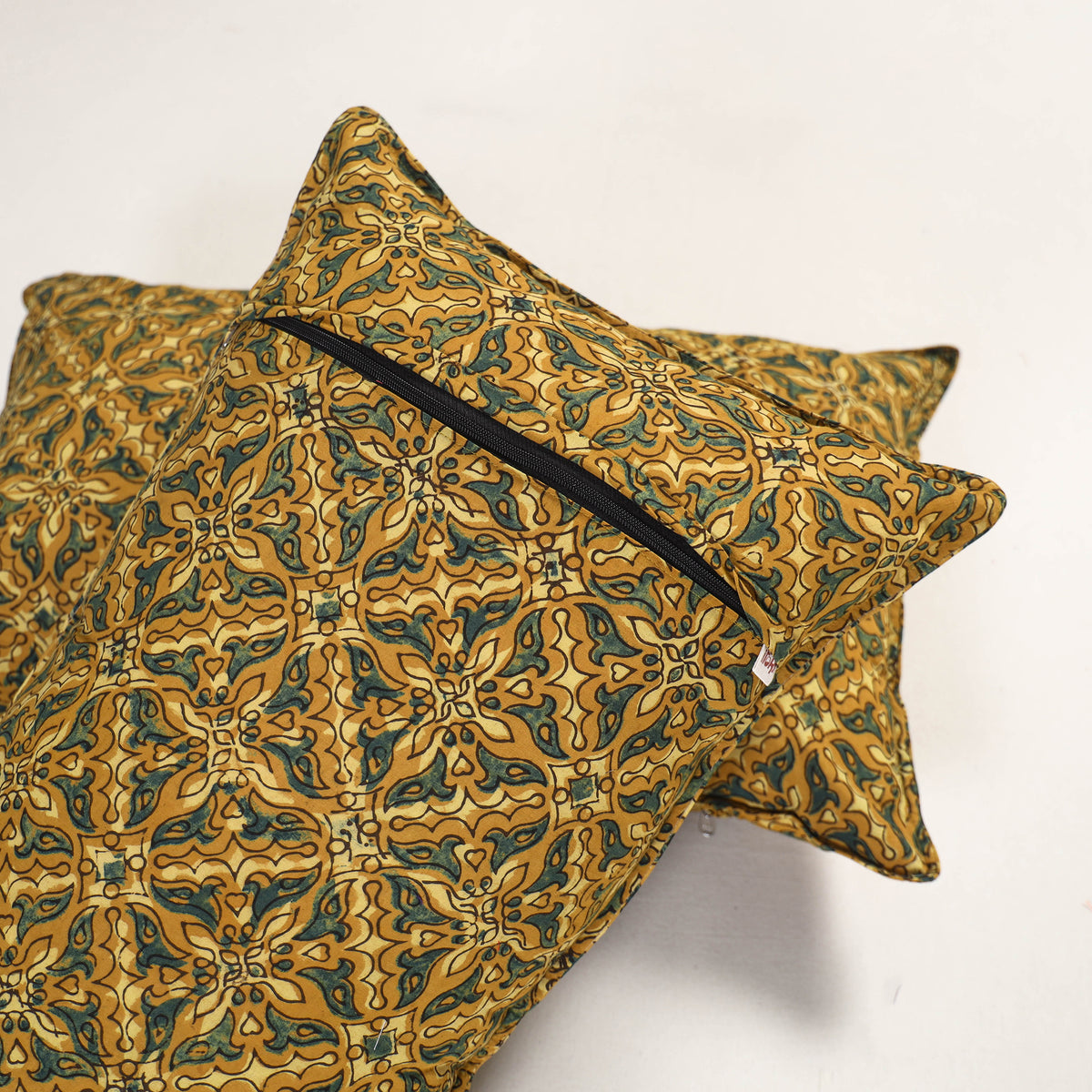 Yellow - ajrakh hand block print pillow covers (set of 2)