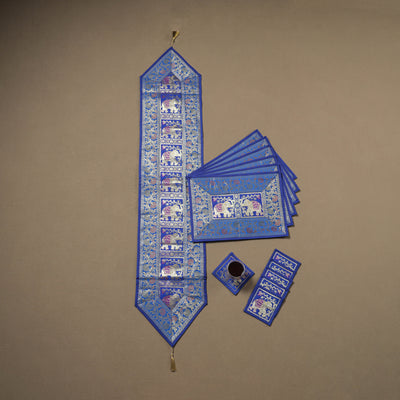 13pc Dining Table Linen Set in Brocade Banarasi Silk 02