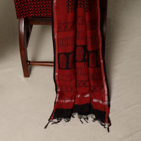 Bagh Hand Block Print Natural Dyed Chanderi Silk 3pc Unstitched Dress Material Suit Set 54