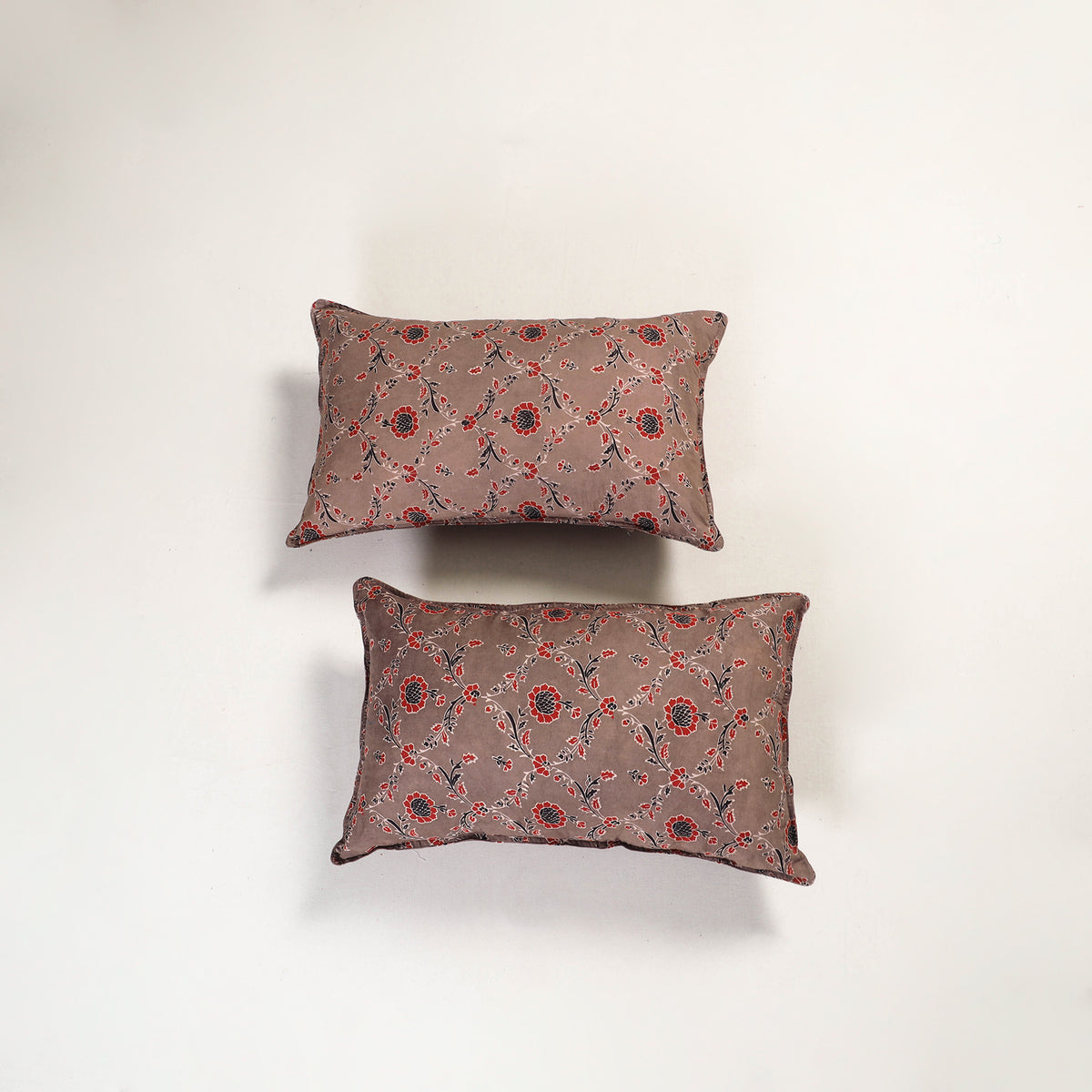 Brown - ajrakh hand block print pillow covers (set of 2)