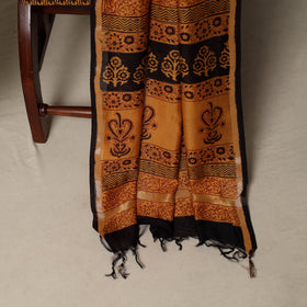 Bagh Hand Block Print Natural Dyed Chanderi Silk 3pc Unstitched Dress Material Suit Set 55