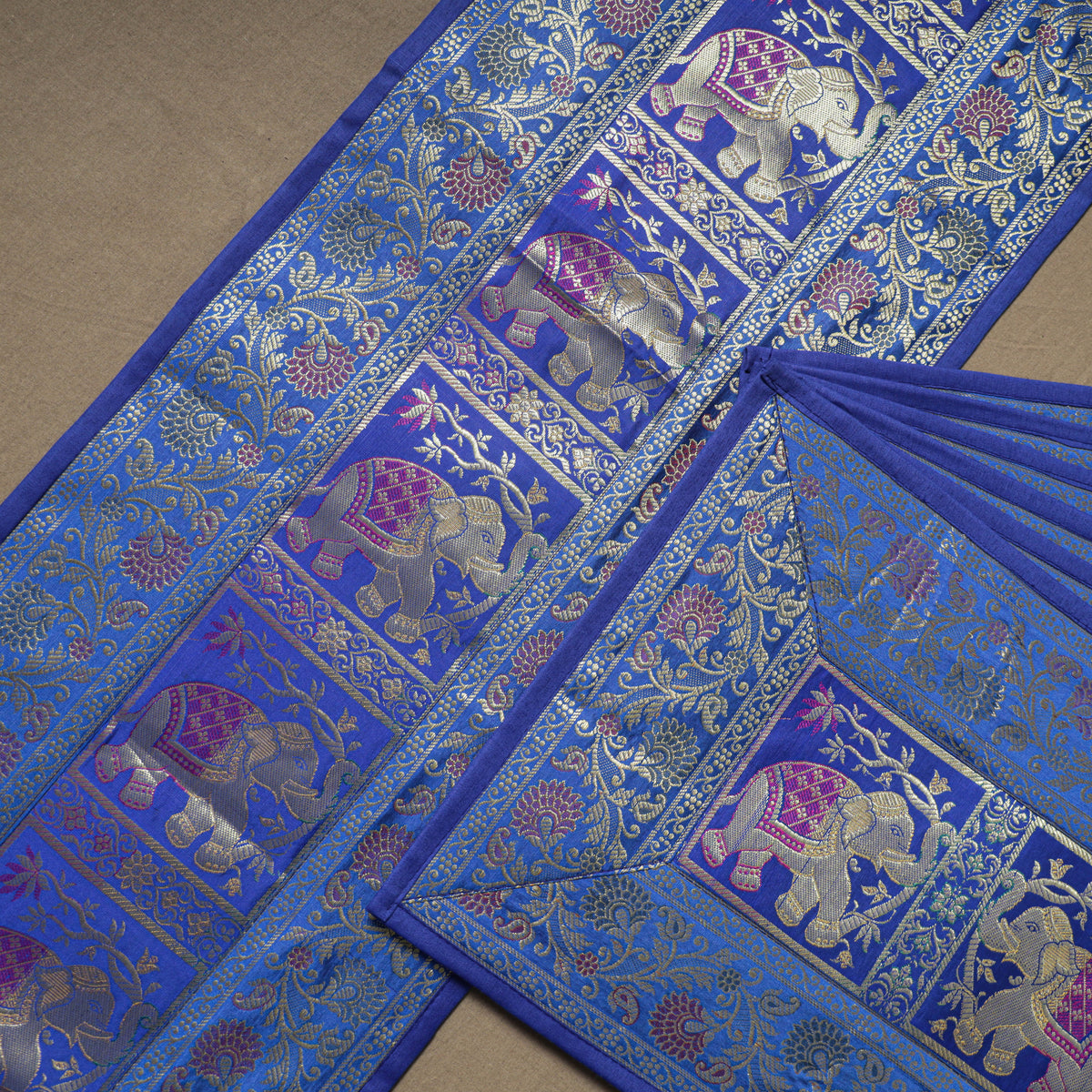 13pc Dining Table Linen Set in Brocade Banarasi Silk 02