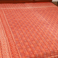 Orange - Ajrakh Print Double Tagai Kantha Bed Cover 38