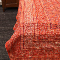 Orange - Ajrakh Print Double Tagai Kantha Bed Cover 38