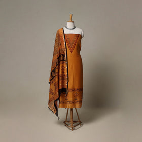 Bagh Hand Block Print Natural Dyed Chanderi Silk 3pc Unstitched Dress Material Suit Set 55