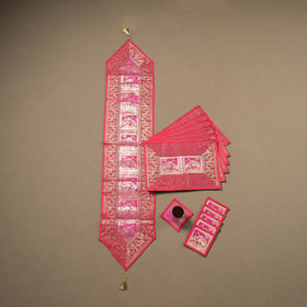 13pc Dining Table Linen Set in Brocade Banarasi Silk 03