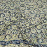 Beige - Ajrakh Print Double Tagai Kantha Bed Cover 39