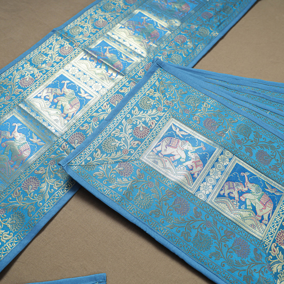 13pc Dining Table Linen Set in Brocade Banarasi Silk 04