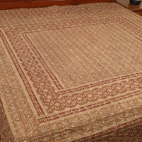 Brown - Ajrakh Print Double Tagai Kantha Bed Cover 40