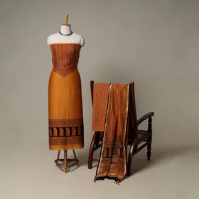 Bagh Hand Block Print Natural Dyed Chanderi Silk 3pc Unstitched Dress Material Suit Set 57