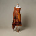 Bagh Hand Block Print Natural Dyed Chanderi Silk 3pc Unstitched Dress Material Suit Set 58