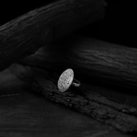 White - saanjh bela mandala oxidised ring - handcrafted