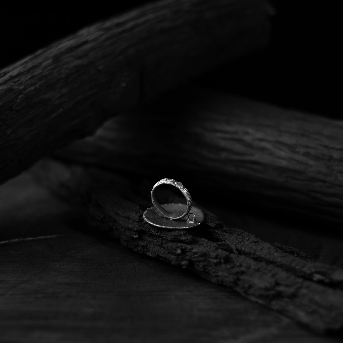 White - saanjh bela mandala oxidised ring - handcrafted