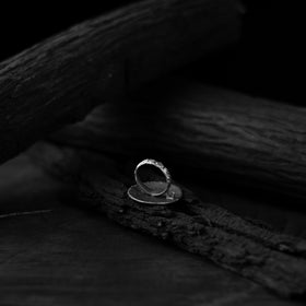 White - saanjh bela mandala oxidised ring - handcrafted