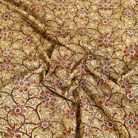 Yellow - Block Print Cotton Pedana Kalamkari Bed Sheet 03