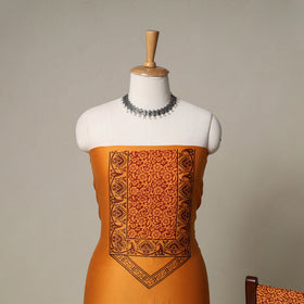 Bagh Hand Block Print Natural Dyed Chanderi Silk 3pc Unstitched Dress Material Suit Set 58