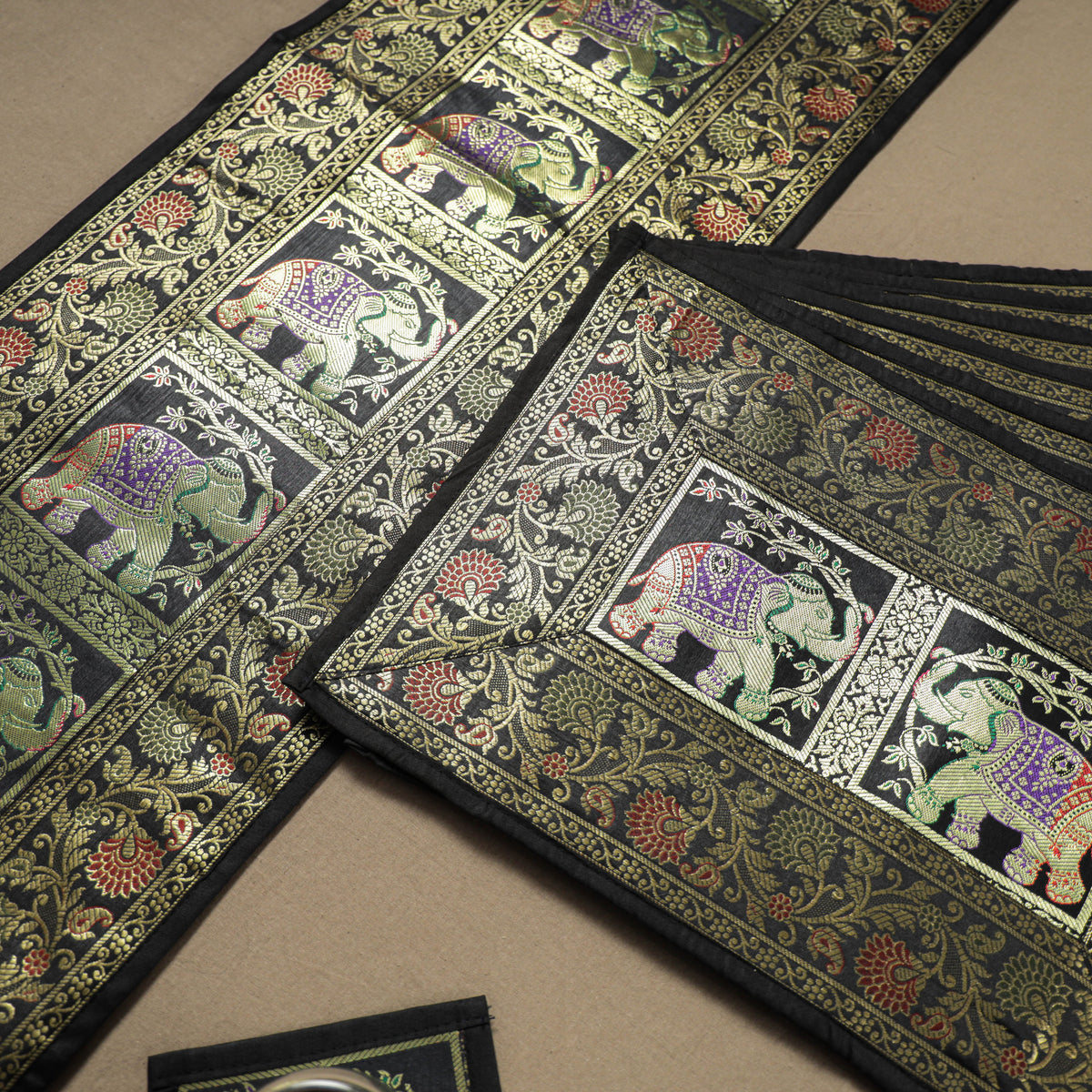 13pc Dining Table Linen Set in Brocade Banarasi Silk 05