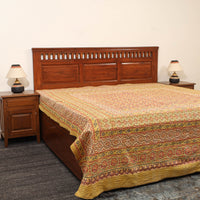 Yellow - Ajrakh Print Double Tagai Kantha Bed Cover 42