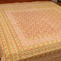 Yellow - Ajrakh Print Double Tagai Kantha Bed Cover 42