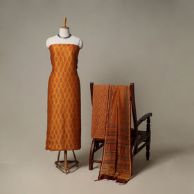 Bagh Hand Block Print Natural Dyed Chanderi Silk 3pc Unstitched Dress Material Suit Set 59