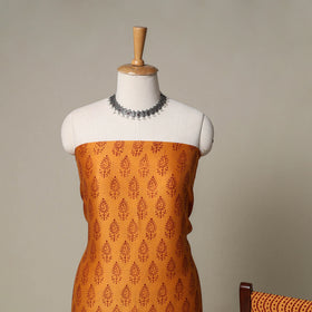 Bagh Hand Block Print Natural Dyed Chanderi Silk 3pc Unstitched Dress Material Suit Set 59