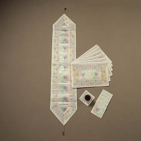 13pc Dining Table Linen Set in Brocade Banarasi Silk 06