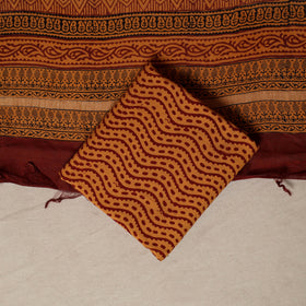Bagh Hand Block Print Natural Dyed Chanderi Silk 3pc Unstitched Dress Material Suit Set 59
