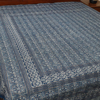 Blue - Ajrakh Print Double Tagai Kantha Bed Cover 43