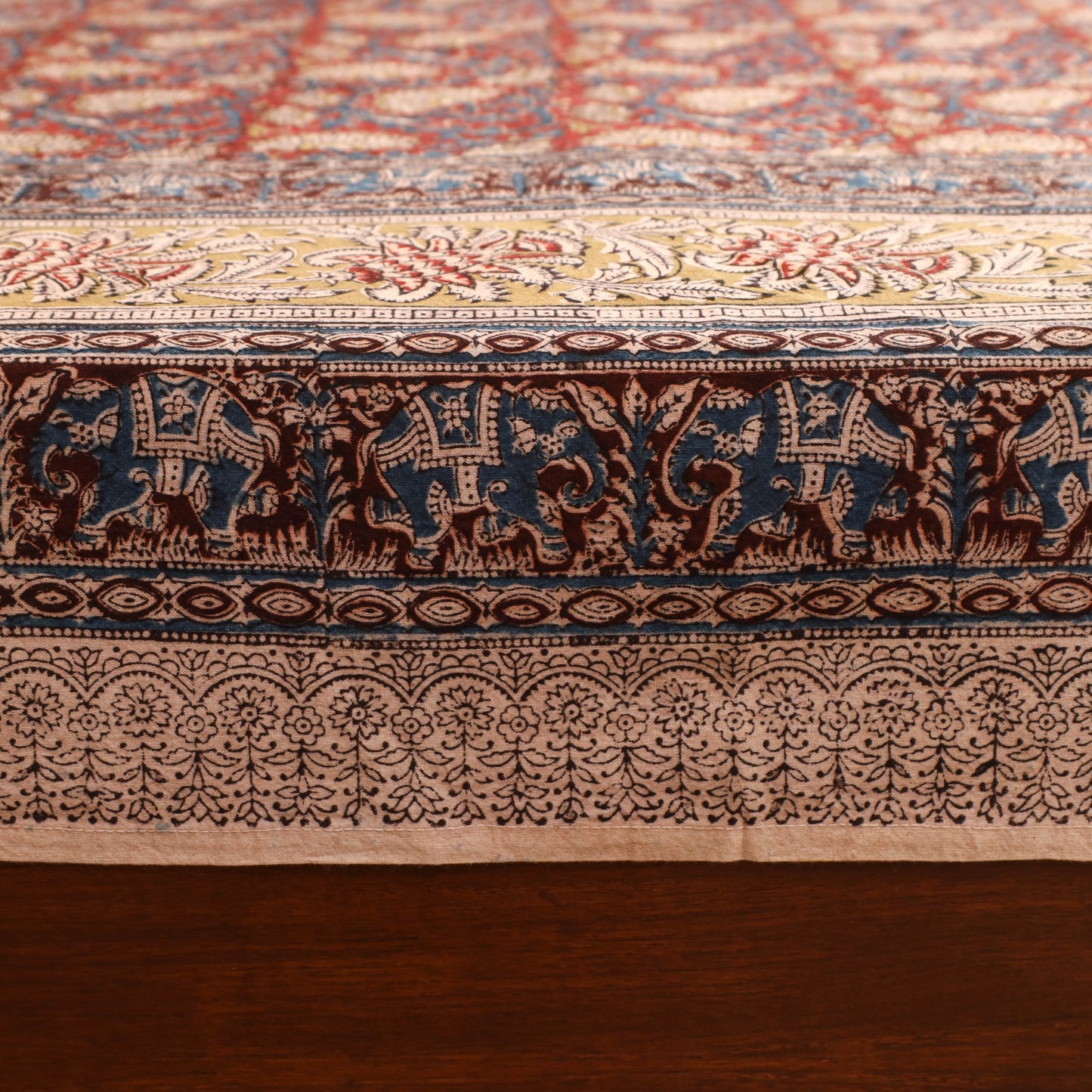 Pedana Hand Block Kalamkari Print Double Bedsheet (108 x 90 in) 18