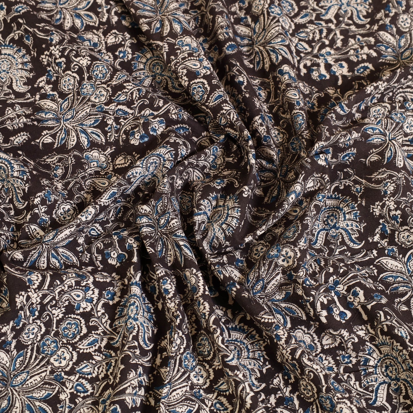 Black - Block Print Cotton Pedana Kalamkari Bed Sheet 05