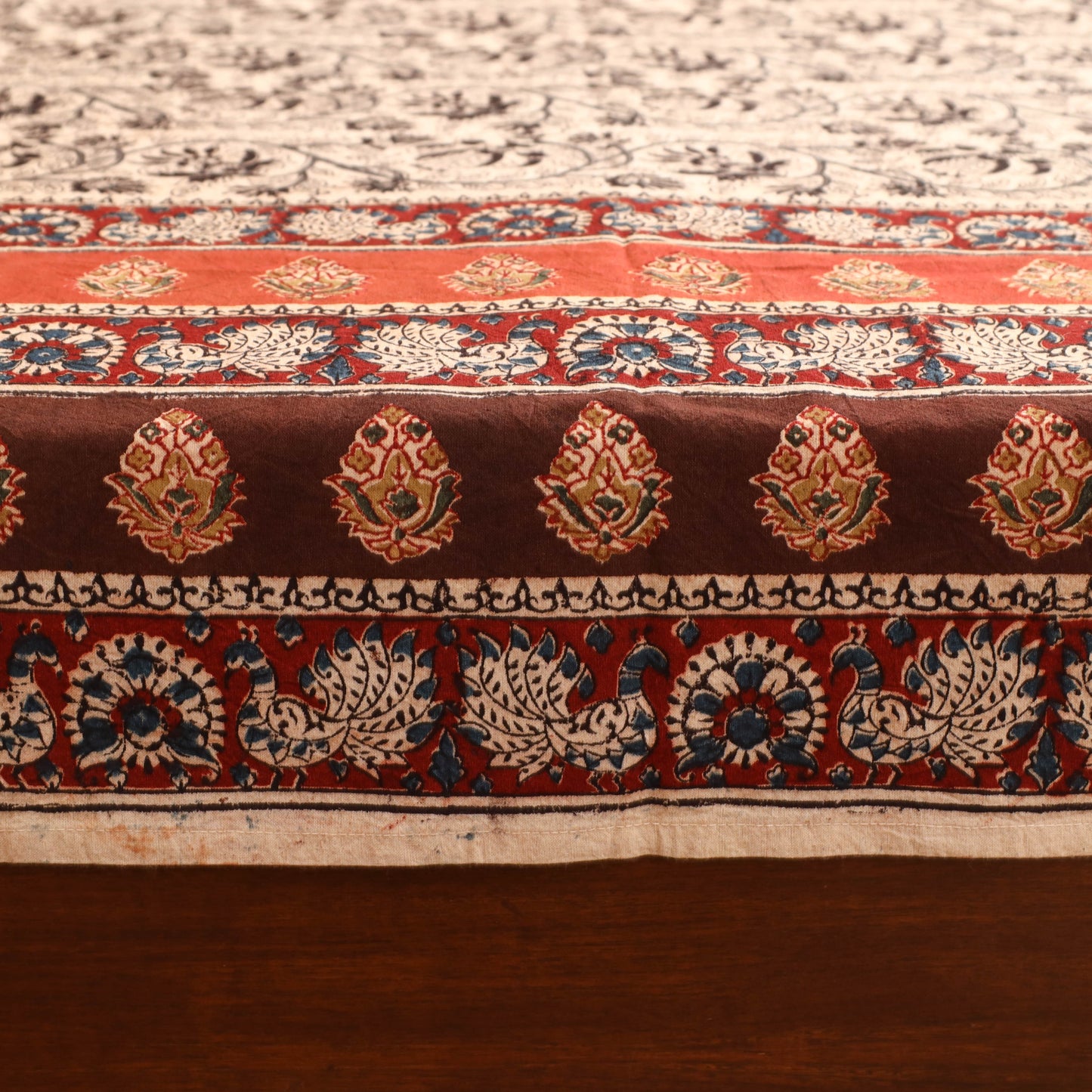 Pedana Hand Block Kalamkari Print Double Bedsheet (108 x 90 in) 19
