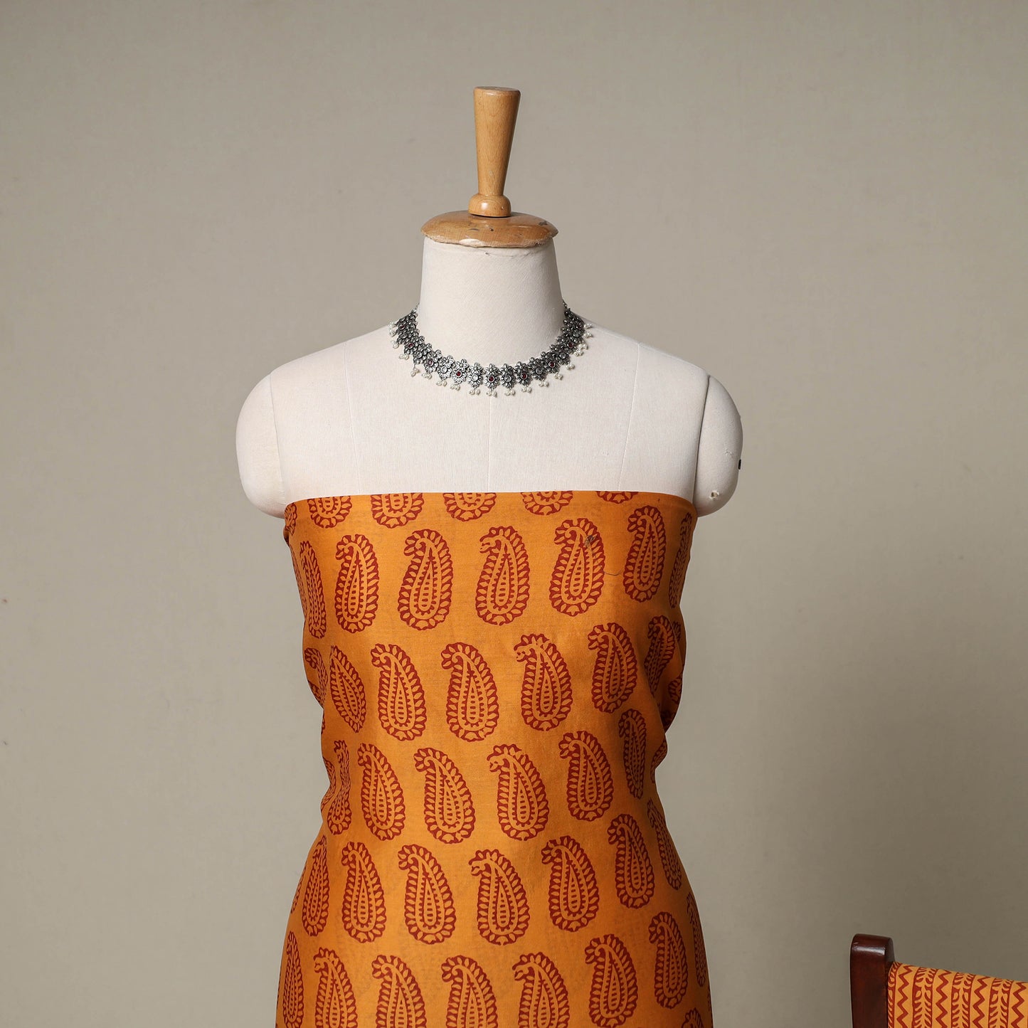 Bagh Hand Block Print Natural Dyed Chanderi Silk 3pc Unstitched Dress Material Suit Set 61
