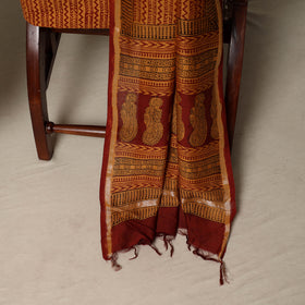 Bagh Hand Block Print Natural Dyed Chanderi Silk 3pc Unstitched Dress Material Suit Set 61