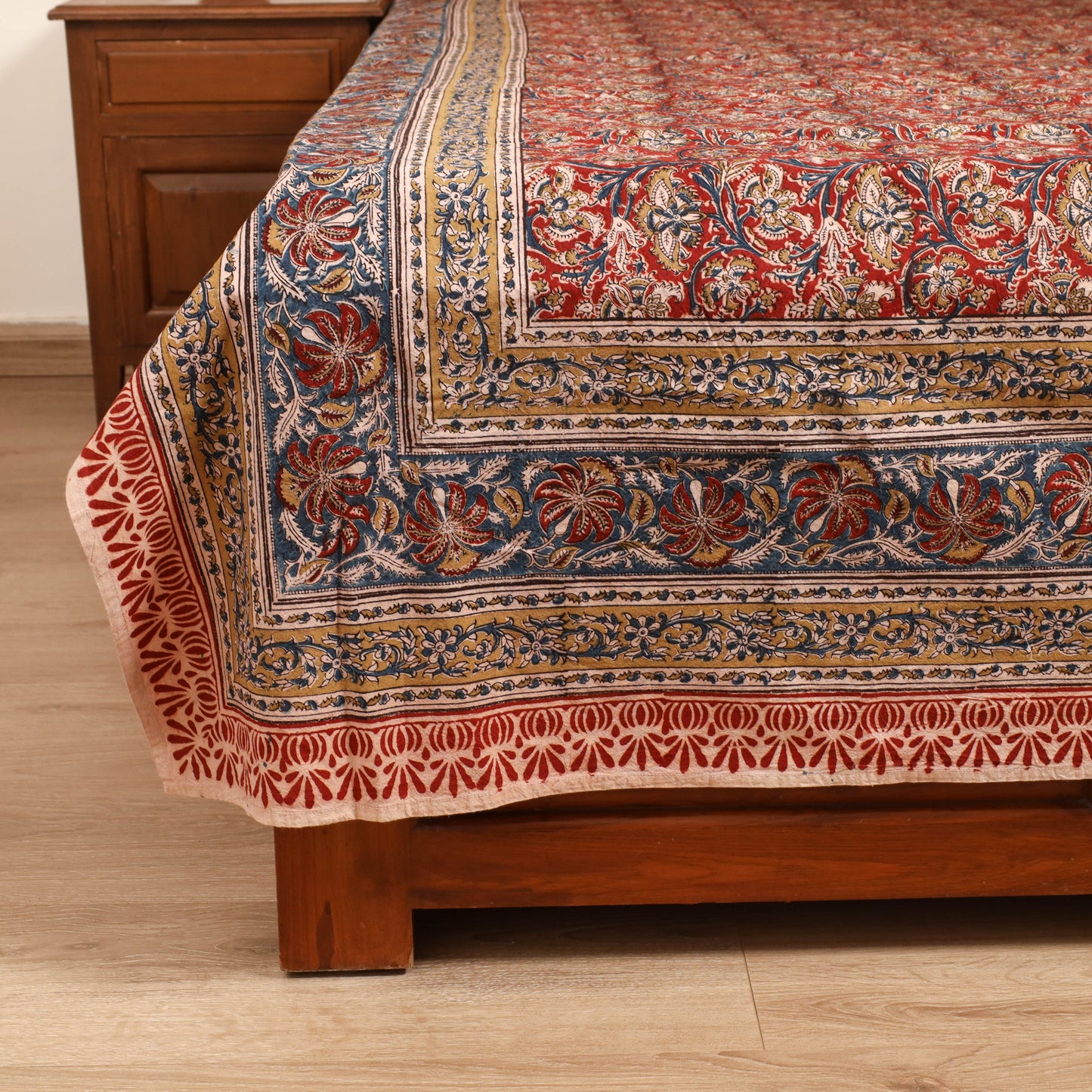 Pedana Hand Block Kalamkari Print Double Bedsheet (108 x 90 in) 21