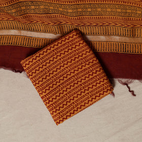 Bagh Hand Block Print Natural Dyed Chanderi Silk 3pc Unstitched Dress Material Suit Set 61