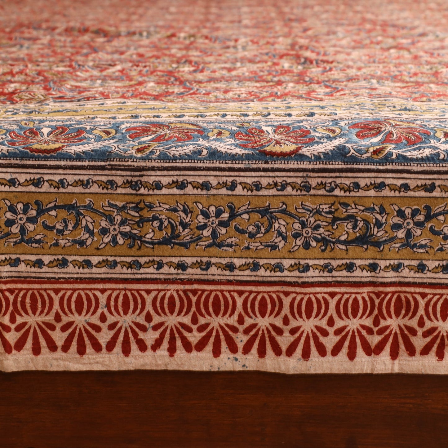 Pedana Hand Block Kalamkari Print Double Bedsheet (108 x 90 in) 21