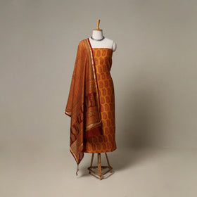 Bagh Hand Block Print Natural Dyed Chanderi Silk 3pc Unstitched Dress Material Suit Set 61