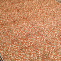 Orange - Block Print Cotton Pedana Kalamkari Bed Sheet 08