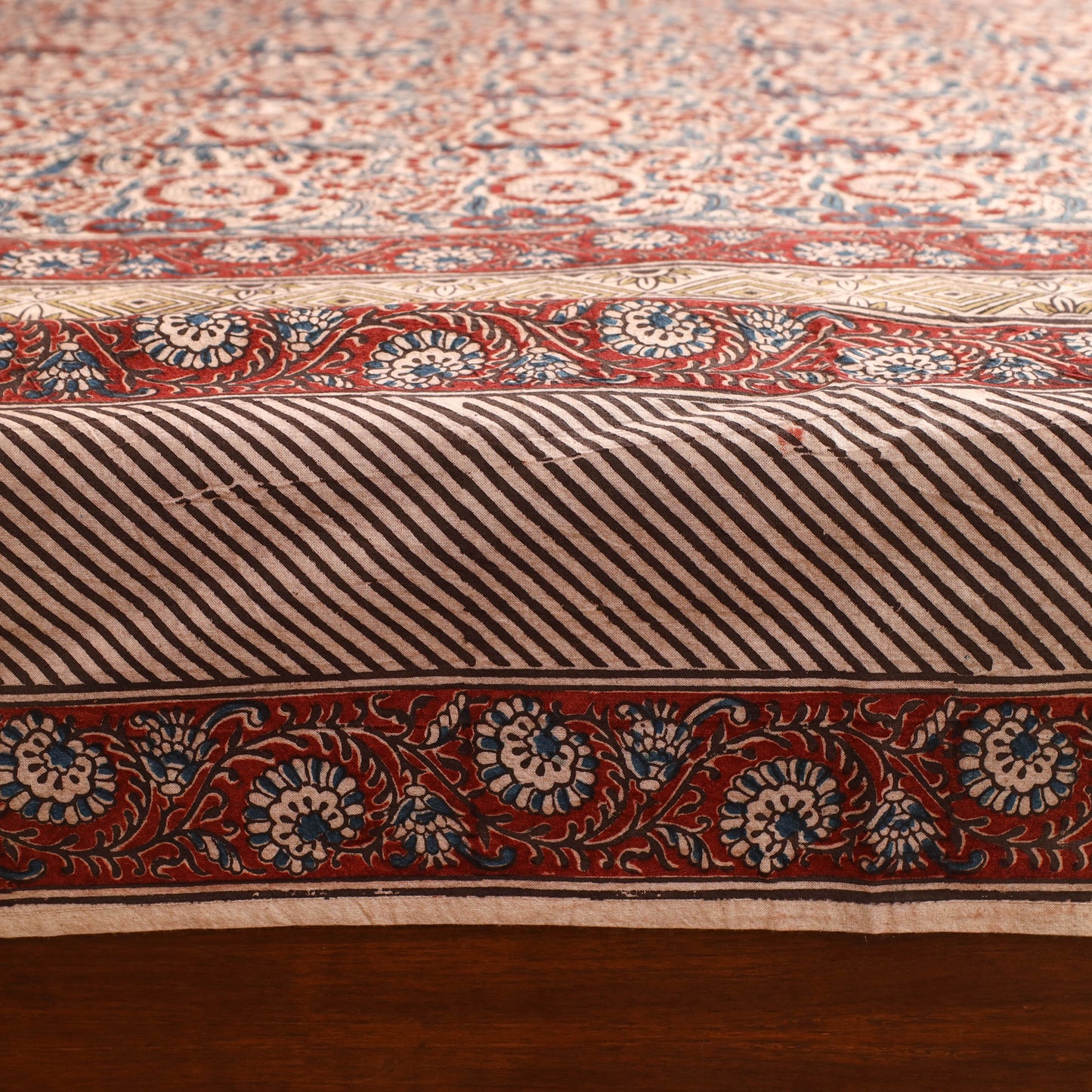 Pedana Hand Block Kalamkari Print Double Bedsheet (108 x 90 in) 22