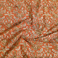 Orange - Block Print Cotton Pedana Kalamkari Bed Sheet 08