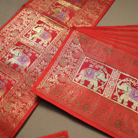 Brocade Banarasi Silk Dining Table Linen with 1 Runner, 6 mats and 6 coasters 08