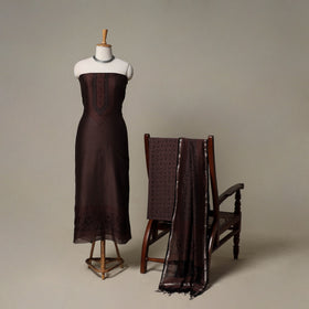 Bagh Hand Block Print Natural Dyed Chanderi Silk 3pc Unstitched Dress Material Suit Set 62